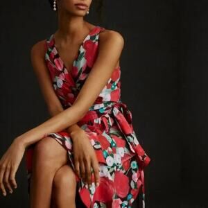 Anthropologie Hutch Asymmetrical Floral Wrap Dress Size XS Lined Feminine Spring